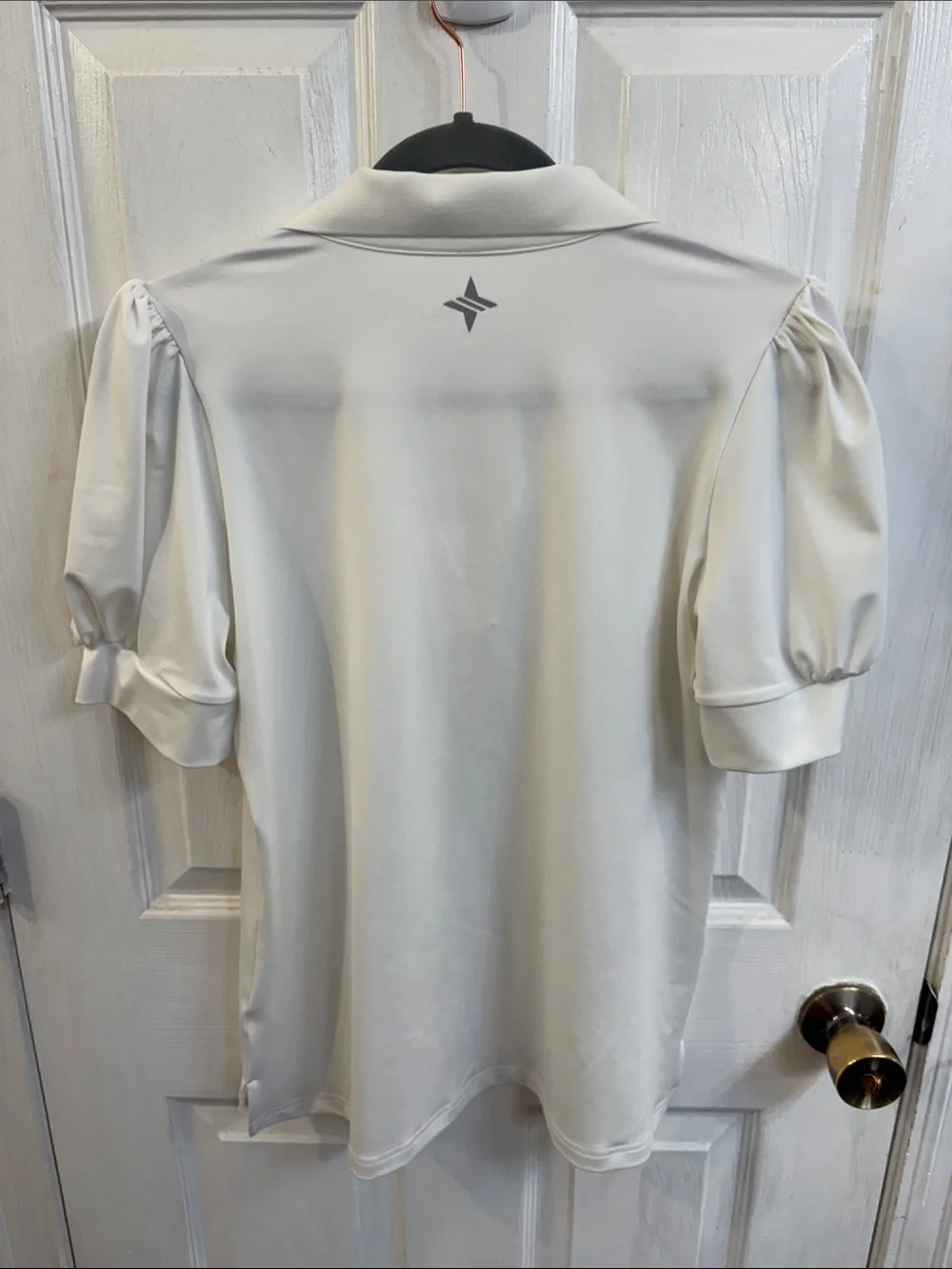 Tuckernuck Cream Puff-Sleeve Polo Blouse